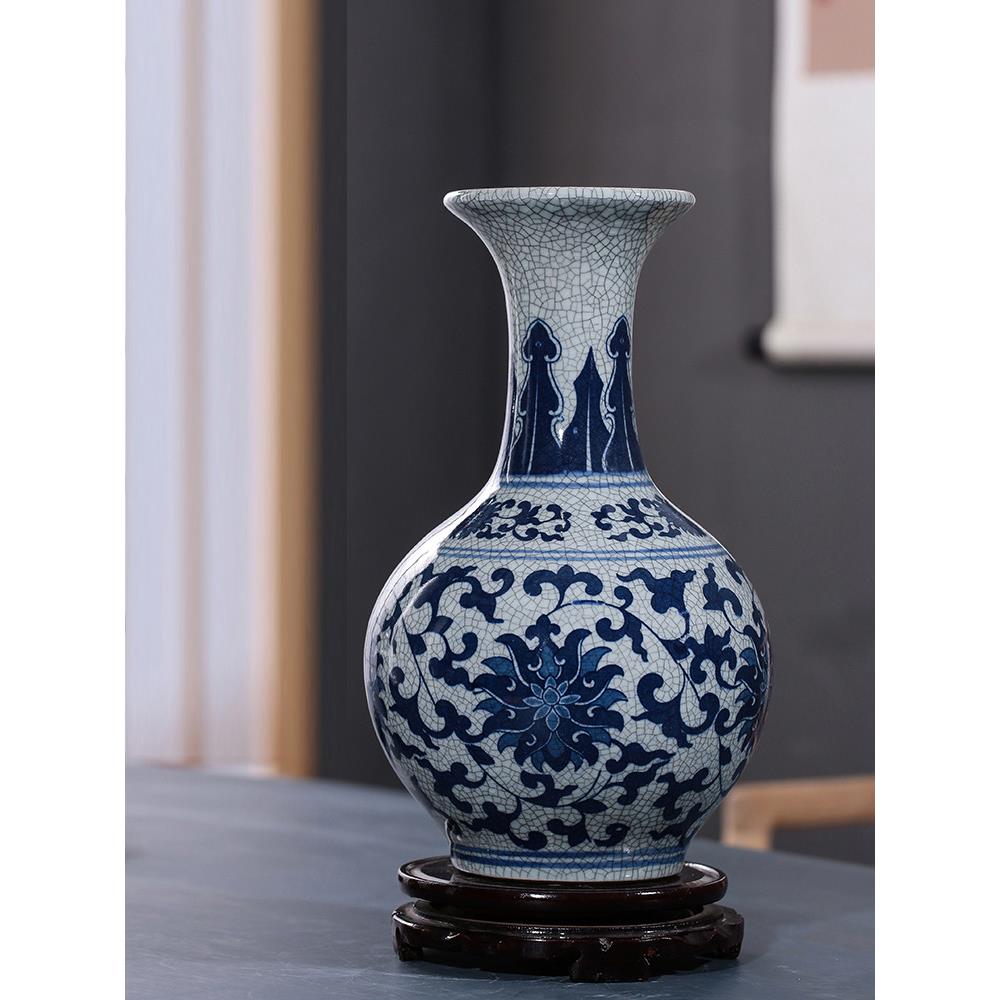 景德镇陶瓷器仿古青花瓷花瓶摆件客厅装饰品中式复古家居摆设瓷瓶