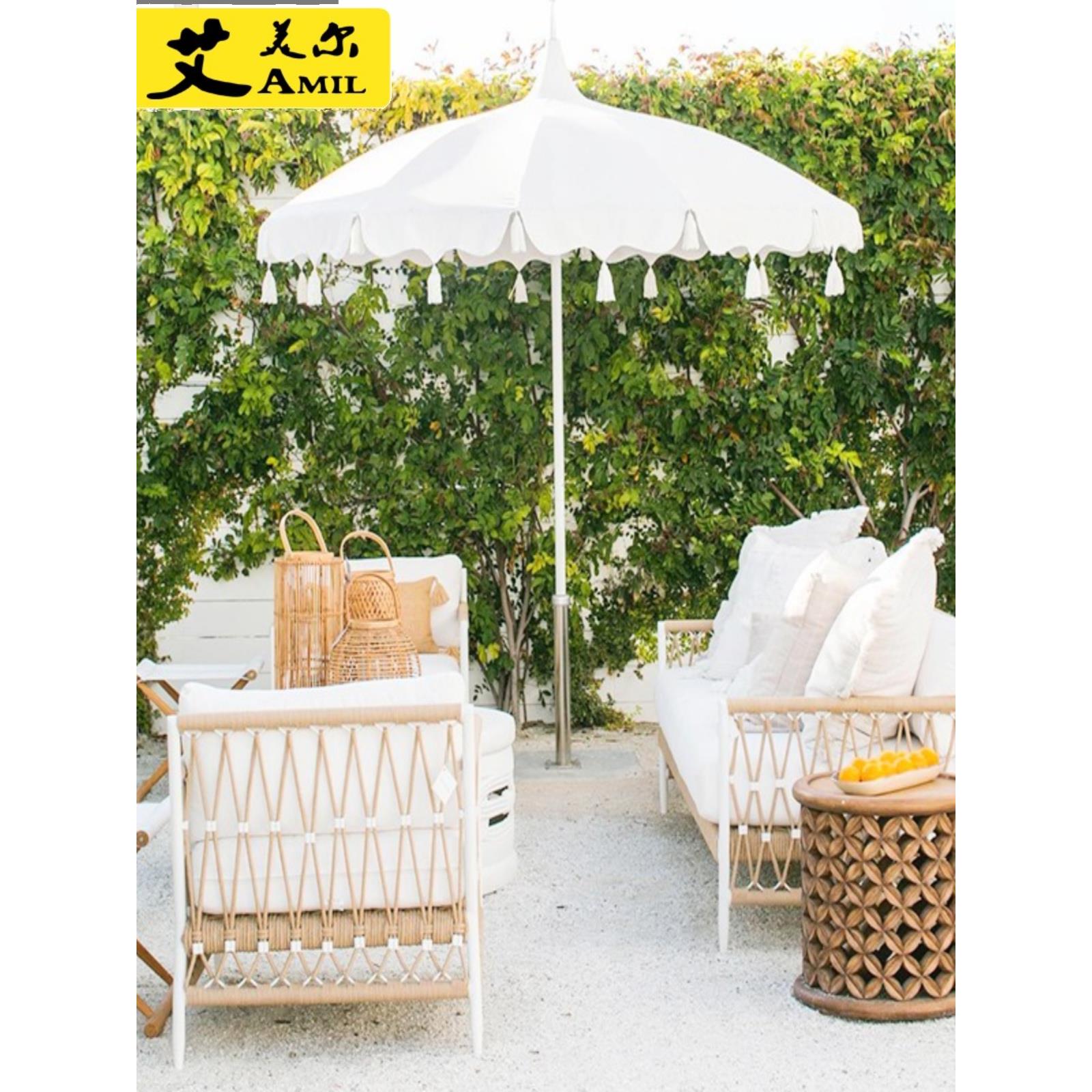 户外沙发庭院组合藤户外防水防晒休闲客厅阳光房藤绳家具