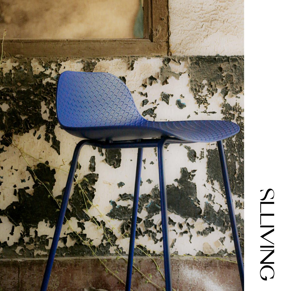 彩色简约高脚不晃户外耐磨不变色餐厅咖啡店餐岛台PP塑料金属吧椅