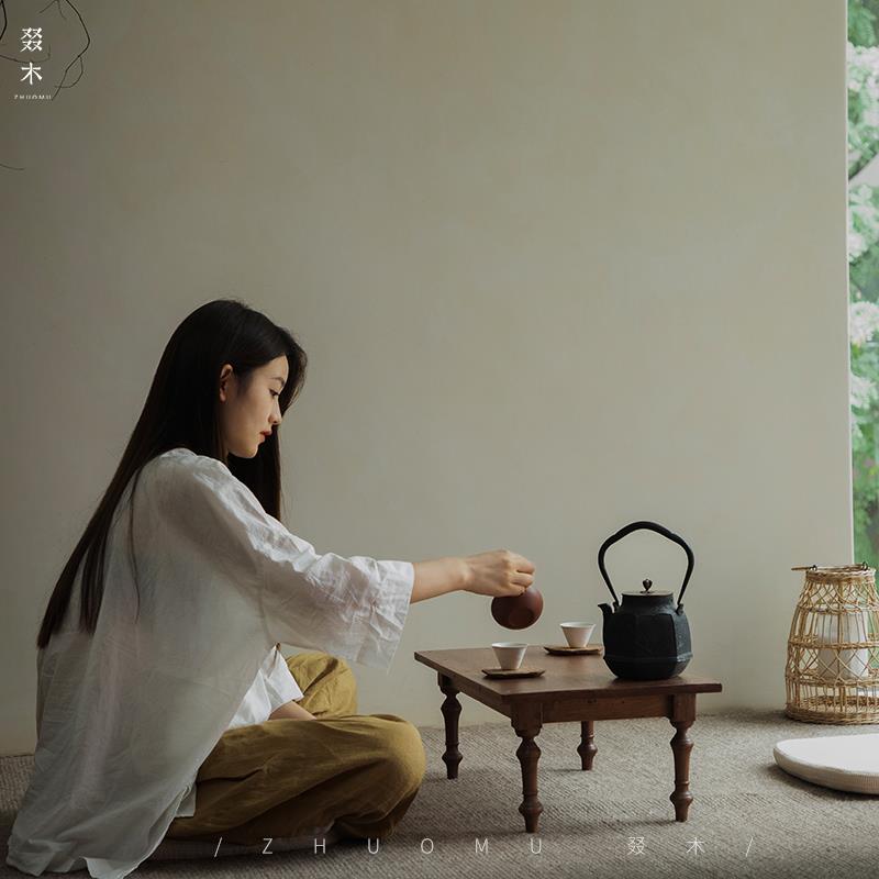 叕木|老木小茶桌侘寂风全实木飘窗台榻榻米阳台家用复古民宿茶桌
