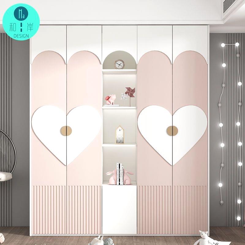 轻奢衣柜女孩现代简约公主风三四门实木衣橱家用儿童房小户型