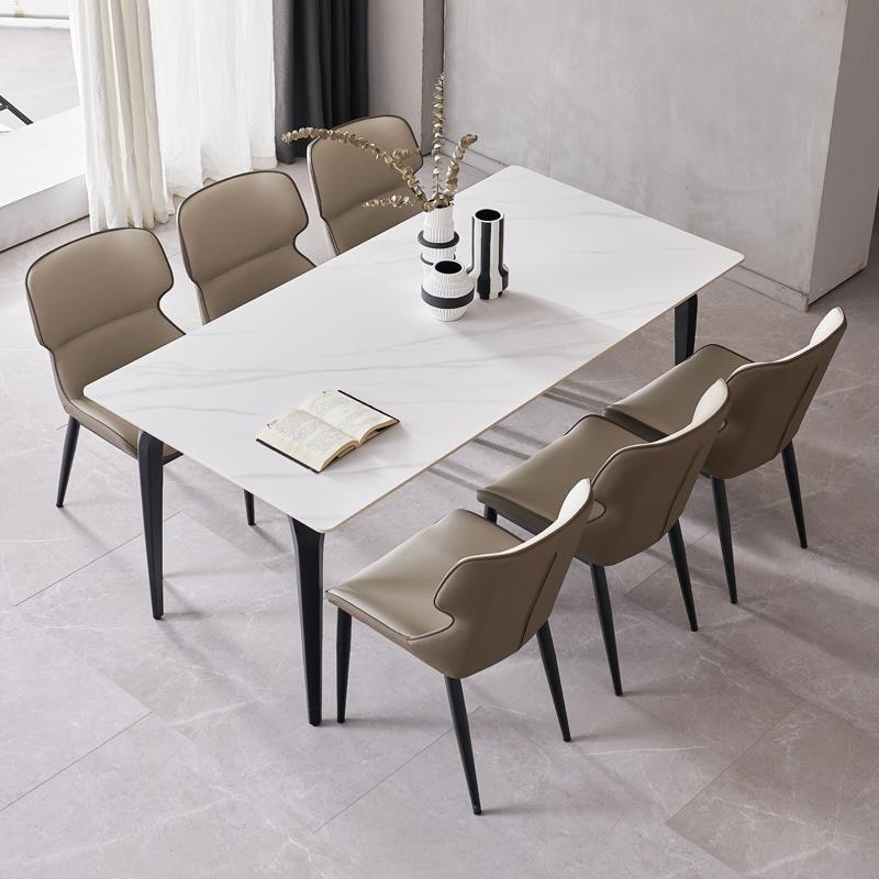 意式轻奢岩板餐桌椅组合北欧现代简约小户型家用餐桌长方形饭桌子