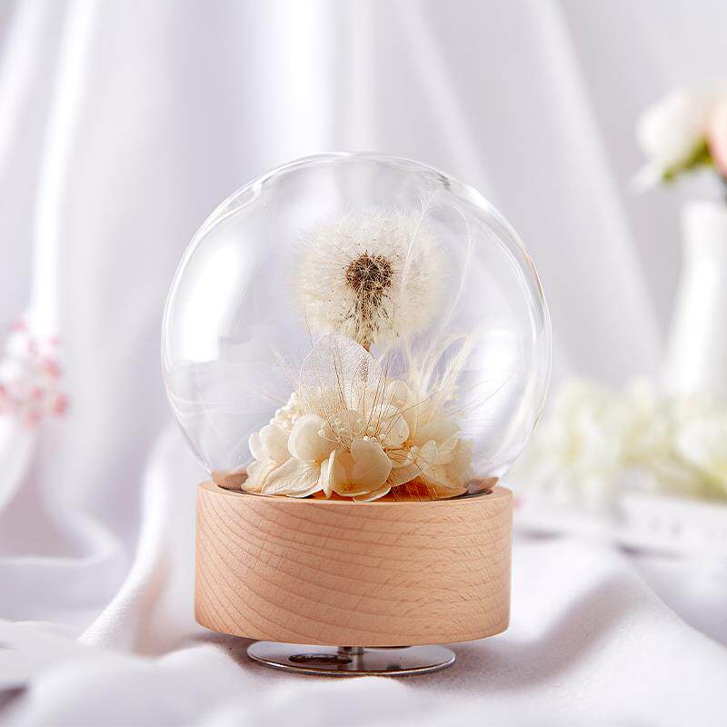 音乐水晶球玻璃永生花束生日母亲圣诞礼物送情人节情侣老师八音盒