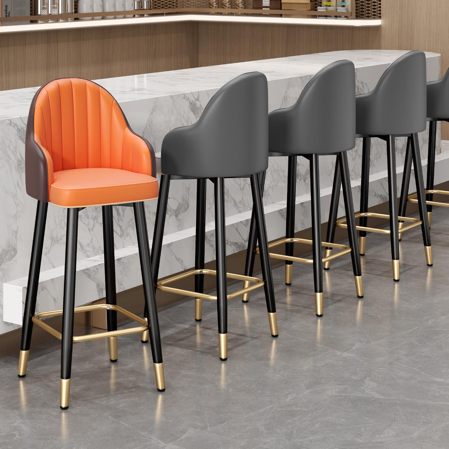 吧台椅子现代简约高脚凳吧台凳子商用高脚椅收银前台旋转靠背椅子