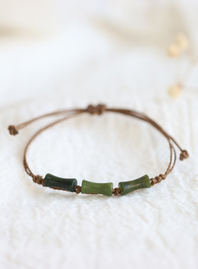 2025新款国风文艺节节高玉石竹编男女潮流手链中国风饰品上岸精品