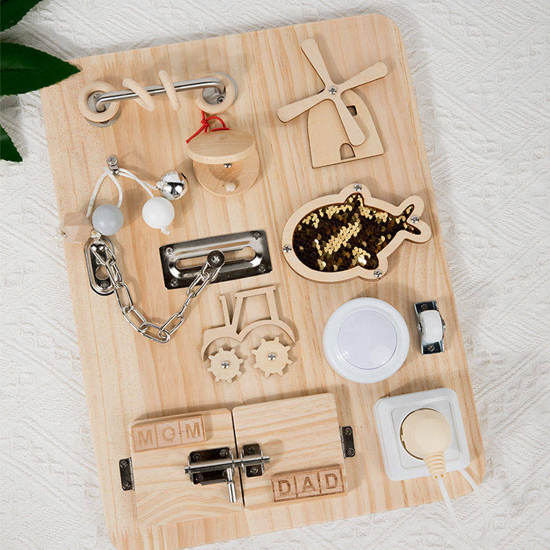 跨境蒙氏教具忙碌板开锁早教玩具蒙特梭利儿童益智忙碌板玩具直销,玩具/童车/益智/积木/模型,科学实验,淘宝优惠券,粉丝福利购,淘宝优惠卷