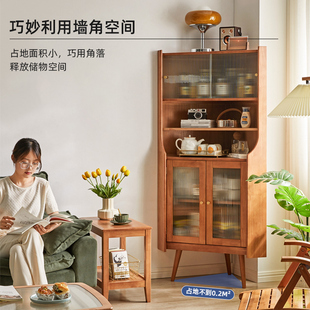 实木餐边柜转角落地储物柜厨房置物柜拐角收纳柜北欧靠墙客厅柜子
