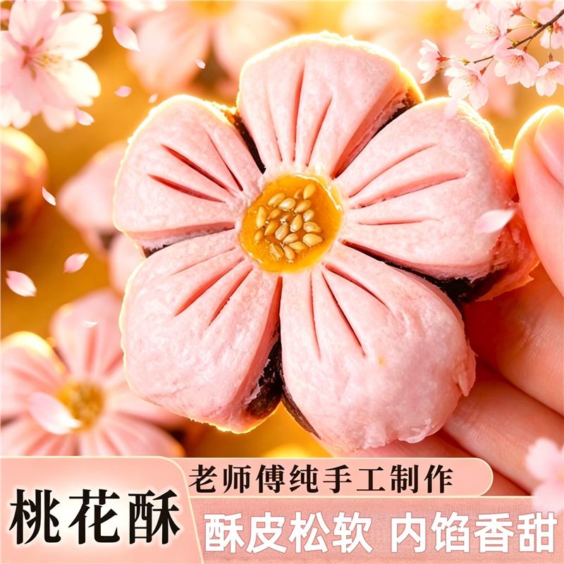 非遗糕点桃花酥花式糕点山楂酥特产桃花小吃点心休闲零食传统茶点