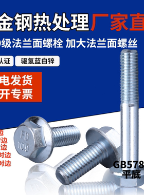 GB5789平底10.9级蓝白锌加大头外六角法兰螺栓DIN6921不带齿Q186