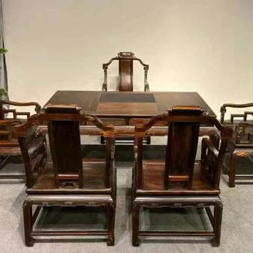 茶桌椅中式茶台大红酸枝功夫茶几实木泡茶桌办公家具全彻交趾黄檀