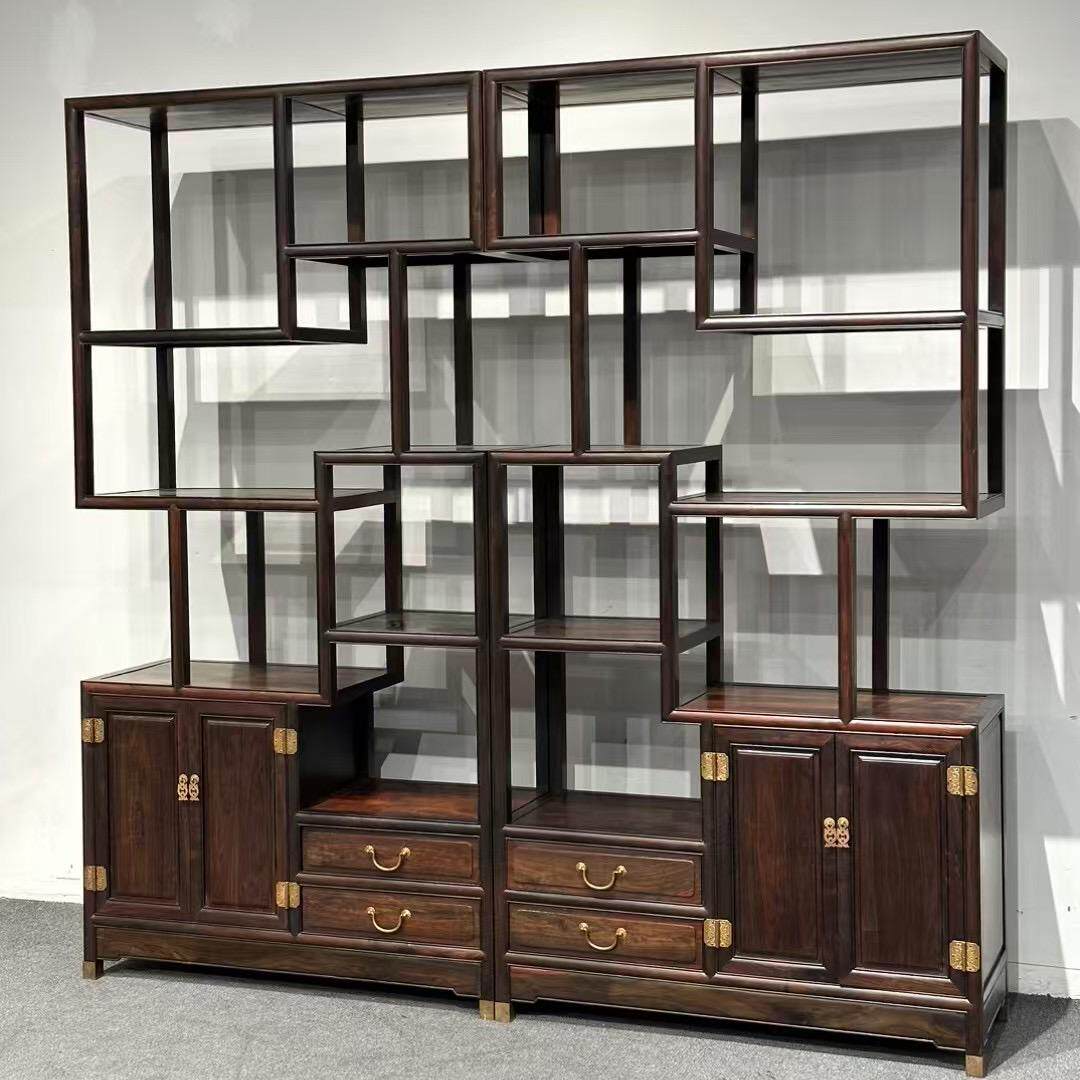 红木博古架家用实木间厅柜酒柜茶叶架茶柜置物架茶叶柜隔断酸枝木
