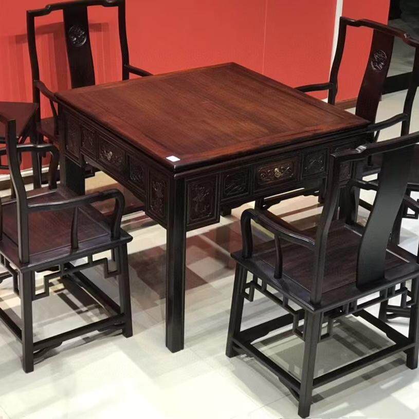 赫芬顿大红酸枝无拼补麻将桌