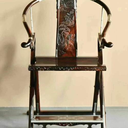 老挝大红酸枝麒麟头把交椅红木明式家具王世襄款折叠椅茶椅休闲椅