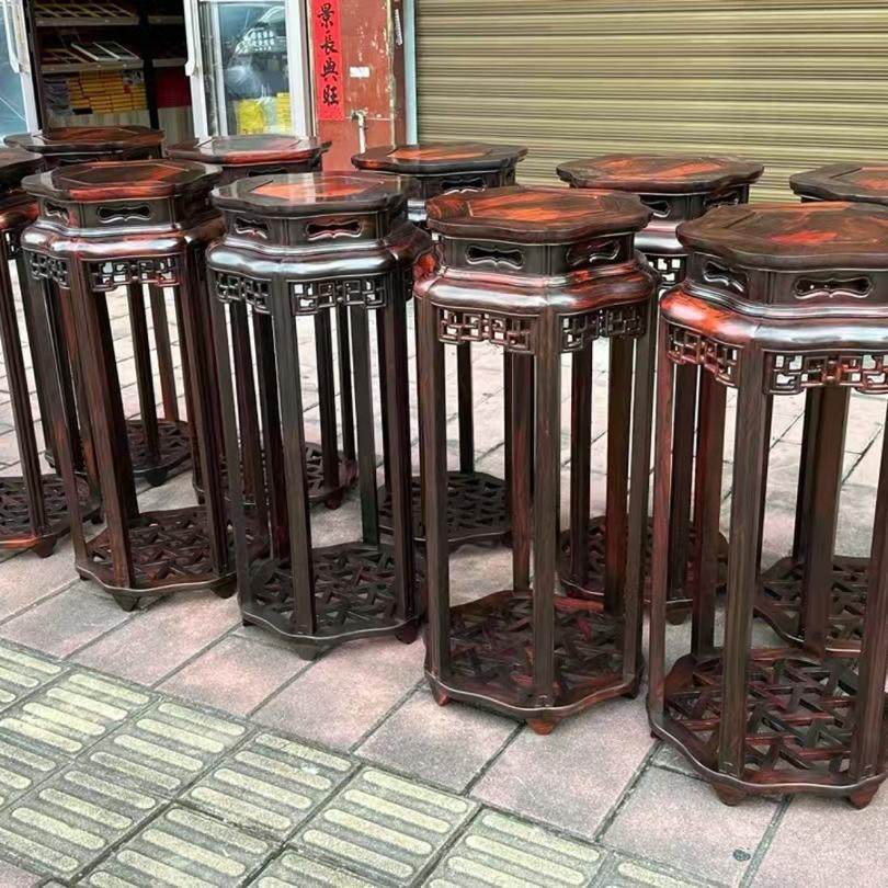 新中式红木花架大红酸枝古典客厅落地花几交趾黄檀盆景架简约落地,住宅家具,红木边桌几类,淘宝优惠券,粉丝福利购,淘宝优惠卷