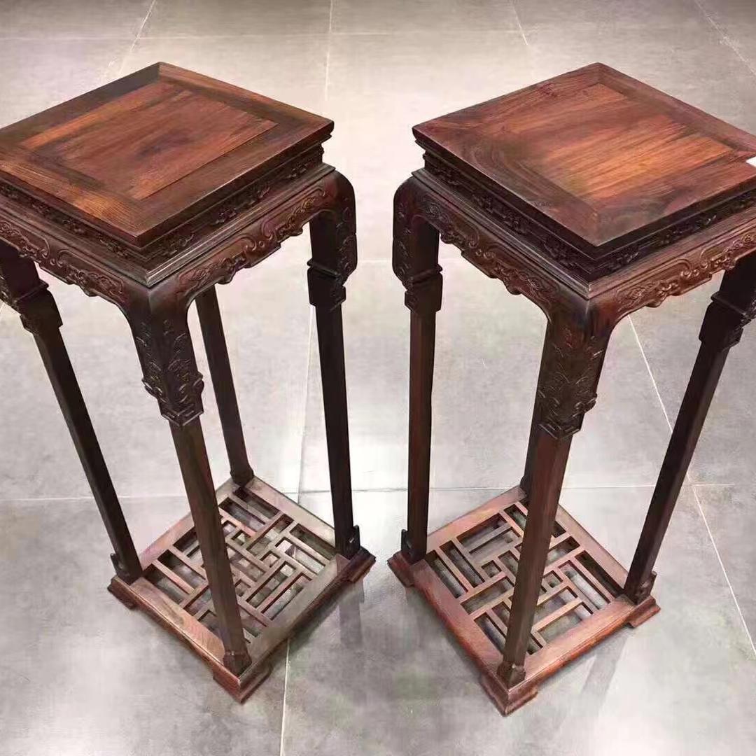 红木花架大红酸枝交趾黄檀中式实木客厅室内落地盆景架明清家具