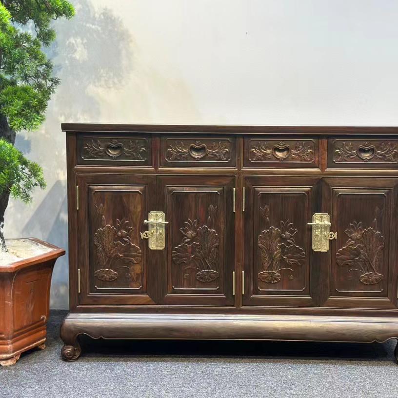 老挝大红酸枝餐边柜鞋柜圆角柜斗柜玄关柜包公柜鞋柜红木家俱家具