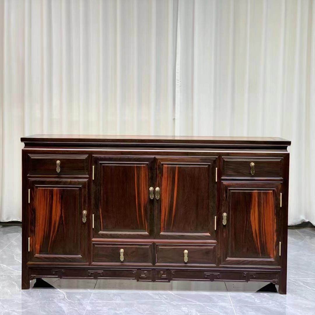 红木家具大红酸枝荷花餐边柜红木储物柜碗柜实木收纳柜仿古餐边柜