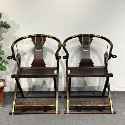 红木家具大红酸枝麒麟交椅镂空雕花折叠椅太师椅主人椅 黑料无补