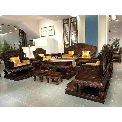 换鞋红木实沙发凳大雕花酸