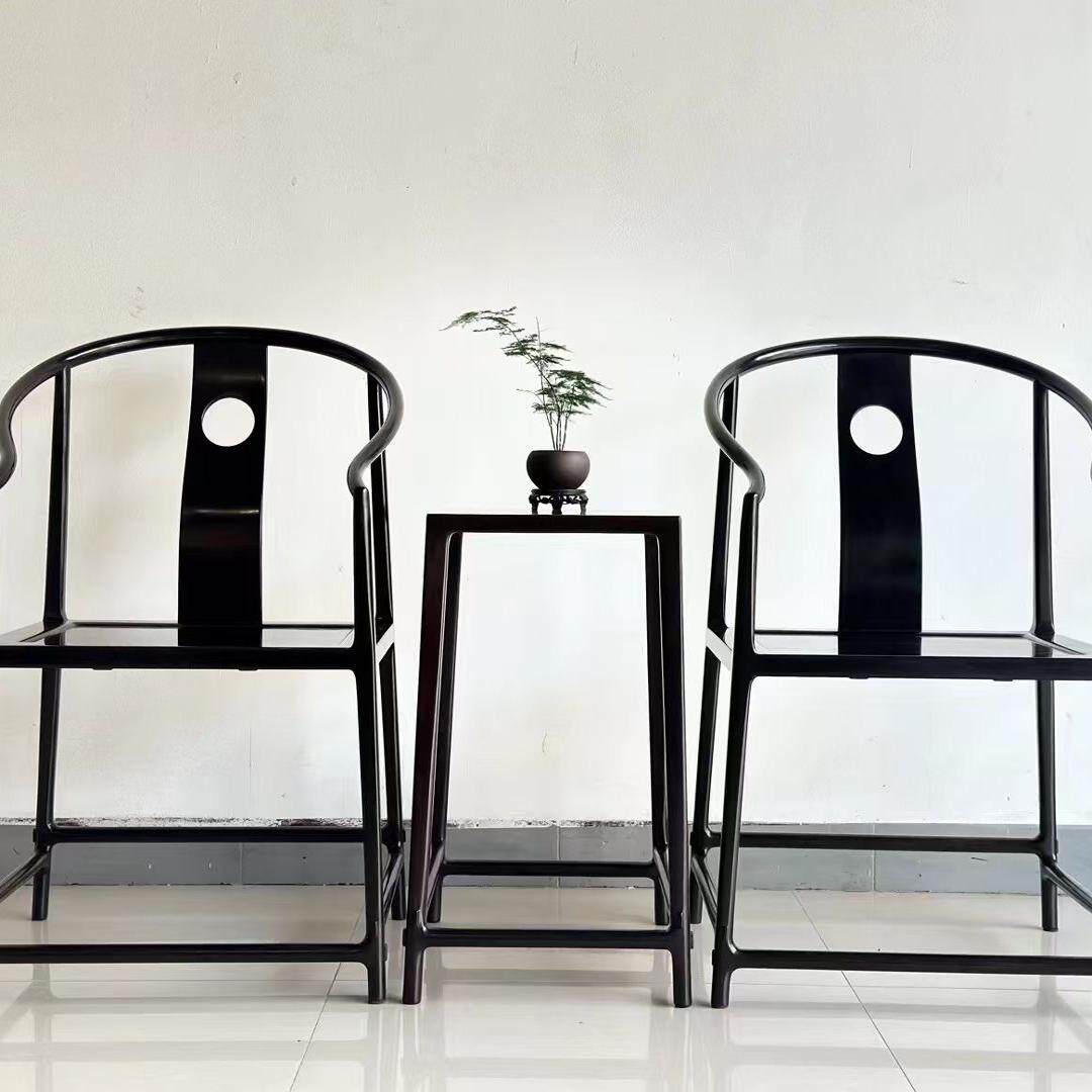 大红酸枝圈椅三件套圈椅皇宫椅官帽椅太师椅红木会客桌椅中式古典