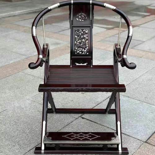 老挝大红酸枝明式头把交椅三件套交趾黄檀新中式太师椅圈椅折叠椅