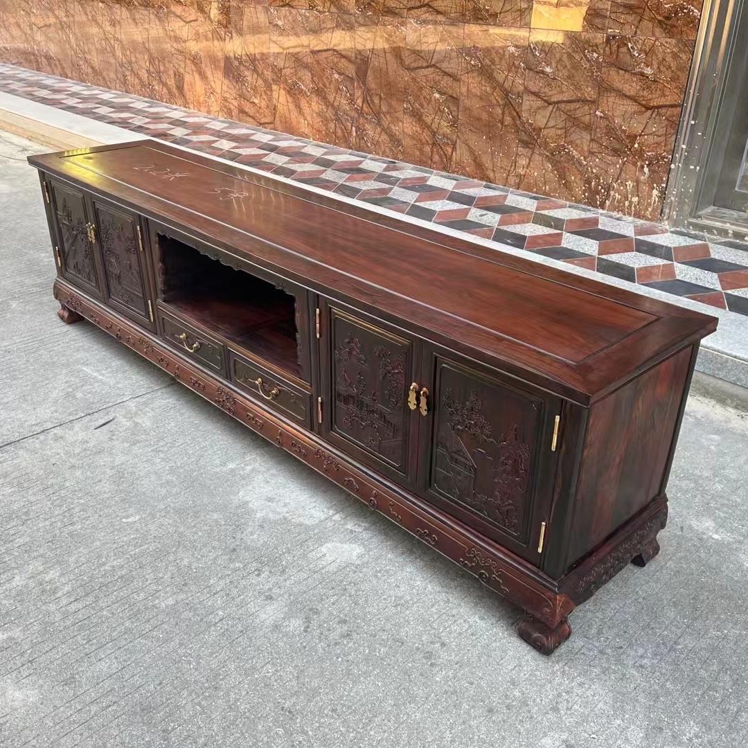 新中式实木电视柜组合大红酸枝客厅电视机柜储物地柜边柜影视柜