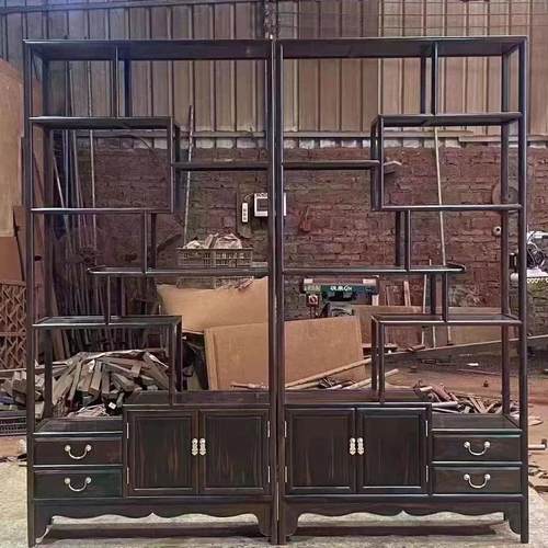 老挝大红酸枝博古架隔断茶室家具红木多宝阁明式陈列柜古董置物架