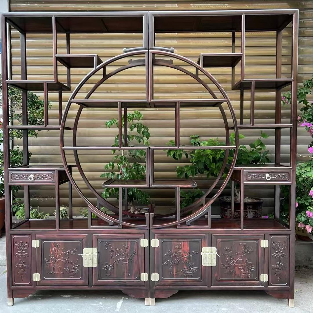 中式红木博古架书柜办公室多宝阁展示柜组合老挝大红酸枝交趾黄檀
