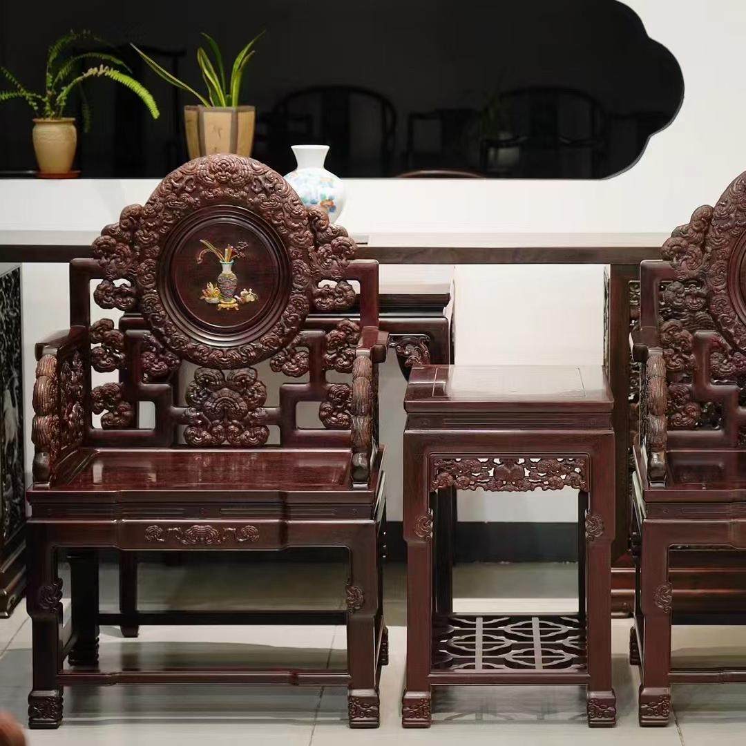 印度小叶紫檀皇冠椅三件套红木中式皇宫椅中堂会客圈椅茶几组合,住宅家具,红木边桌几类,淘宝优惠券,粉丝福利购,淘宝优惠卷