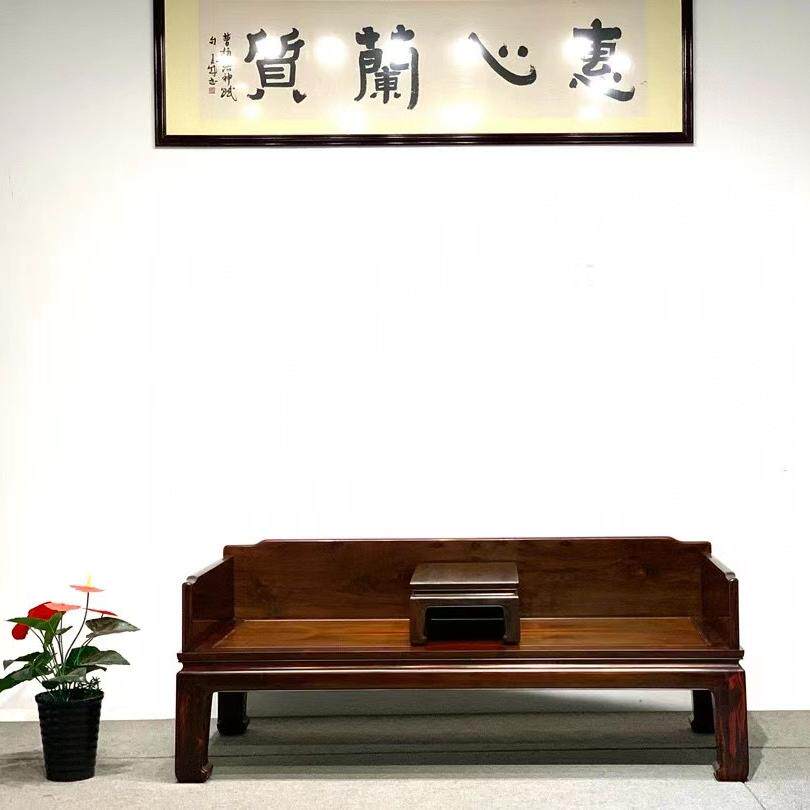 大红酸枝黑飘红料制田家青西番莲独板罗汉床红木仿古雕花家具床榻