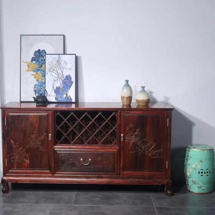 新中式红木家具餐边柜客厅入户全实木茶水柜酒柜大红酸枝木玄关柜