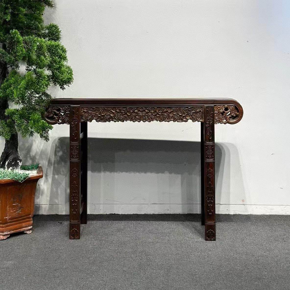 老挝大红酸枝条案独板红木条几实木中式平头案玄关桌条桌供桌雕花,住宅家具,红木边桌几类,淘宝优惠券,粉丝福利购,淘宝优惠卷