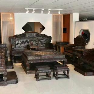 大红酸枝沙发宝座八件套交趾黄檀沙发椅实木中式仿古红木明式家具