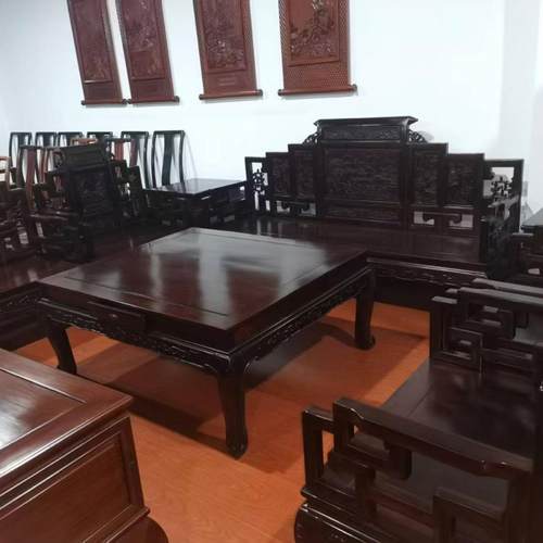 新中式老挝大红酸枝全实木沙发大小户型客厅全套家具冬夏两用轻奢