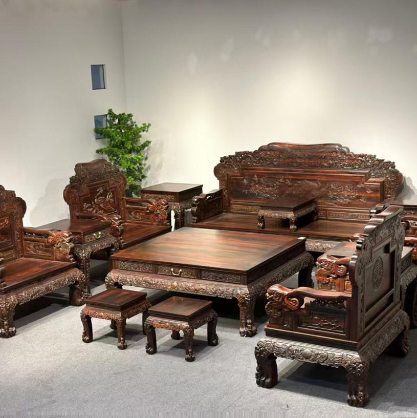 新古典大红酸枝实木沙发组合现代中式客厅大小户型红木全套家具