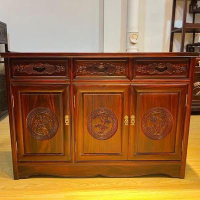 红木家具大红酸枝交趾黄檀明式艺术木质透雕明清家具方角柜餐边