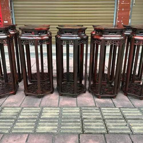 红木正方明式高几底座大红酸枝卯榫奇石玉器花瓶花盆盆景摆件架子