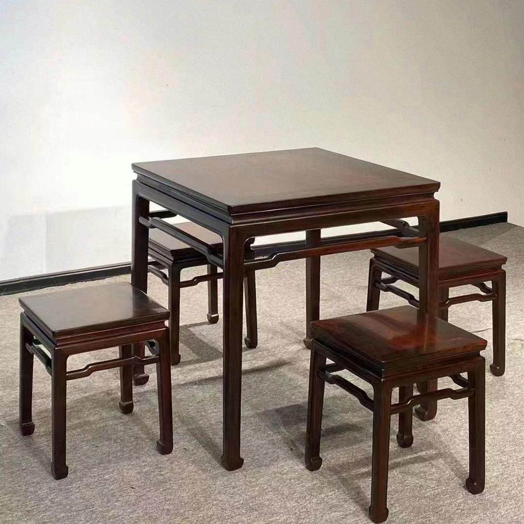 餐饮桌子方凳老挝大红酸枝全实木八仙桌板凳套装中式餐厅桌椅组合,住宅家具,红木边桌几类,淘宝优惠券,粉丝福利购,淘宝优惠卷