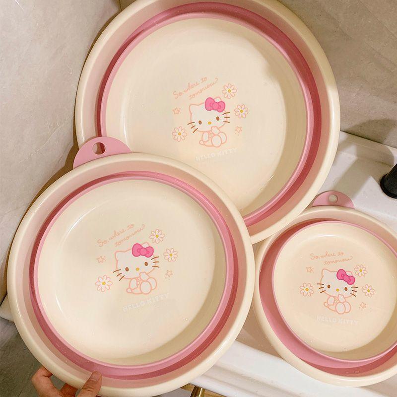 可爱hellokitty折叠洗脸盆家用式盆子学生宿舍洗衣服洗衣盆HR