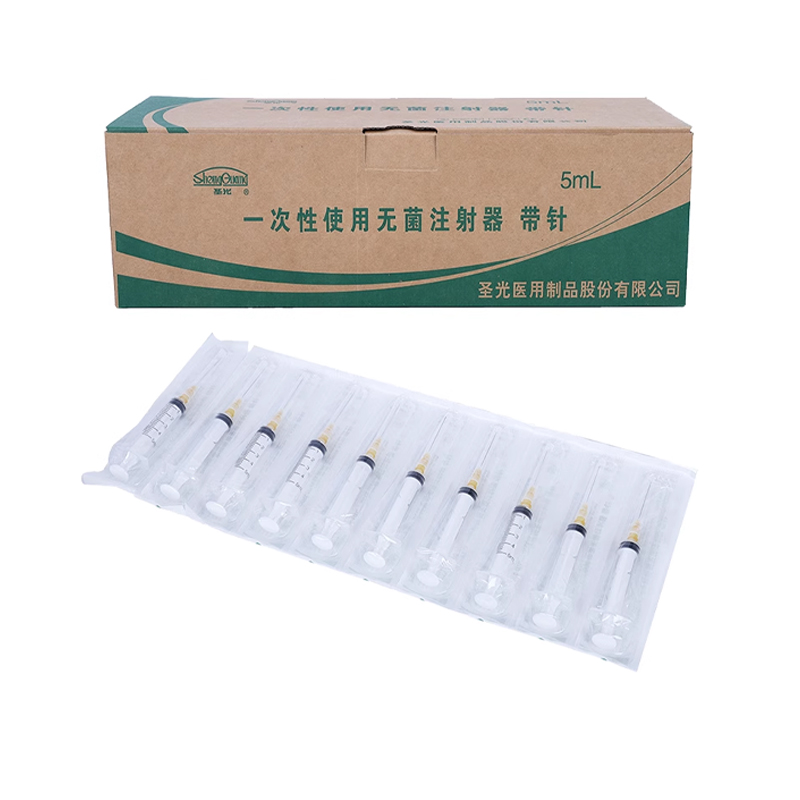 圣光一次性使用无菌注射器带针5ml口腔注射器医用注射器150支包邮