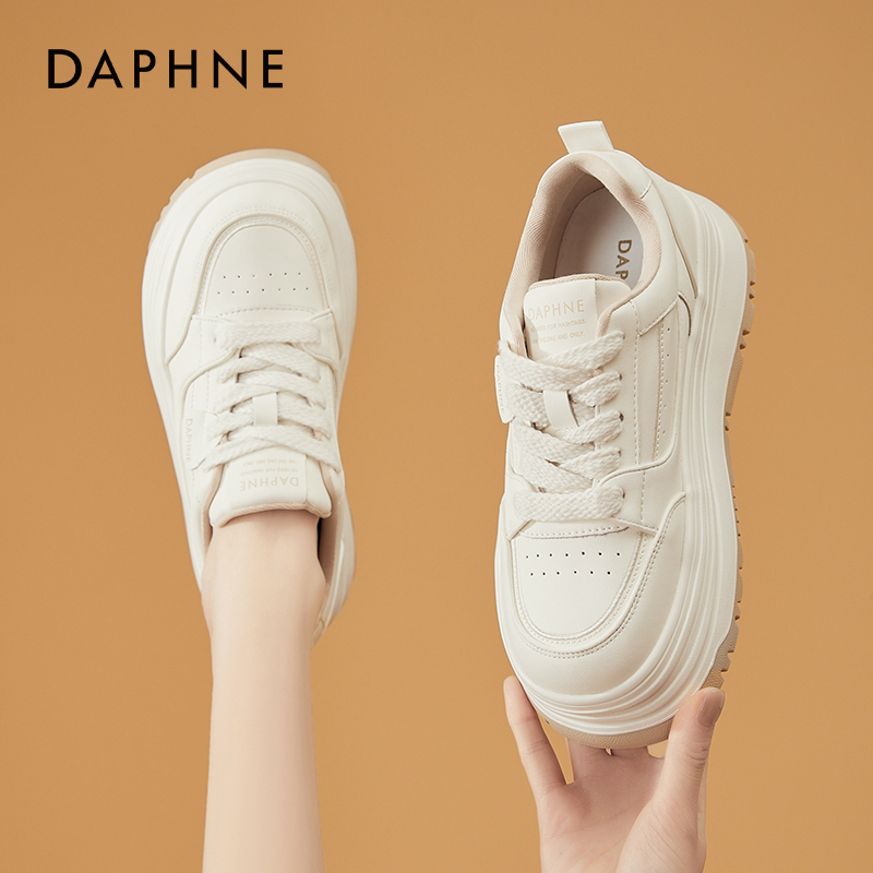 达芙妮女鞋厚底小白鞋女2025秋季新款加绒二棉鞋百搭增高休闲板鞋