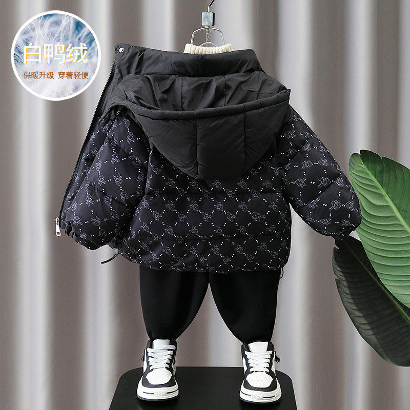 波斯登奥特曼男童羽绒服冬季2026新款痞帅宝宝保暖冬装儿童90白鸭