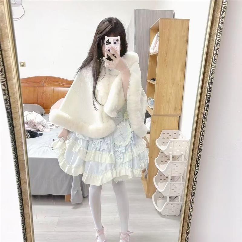 Lolita民国风加厚毛绒斗篷披肩