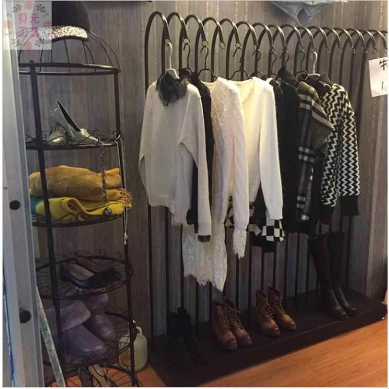 服装展示架童装婚纱货架高档铁艺复古女装店落地个性服装架挂衣架
