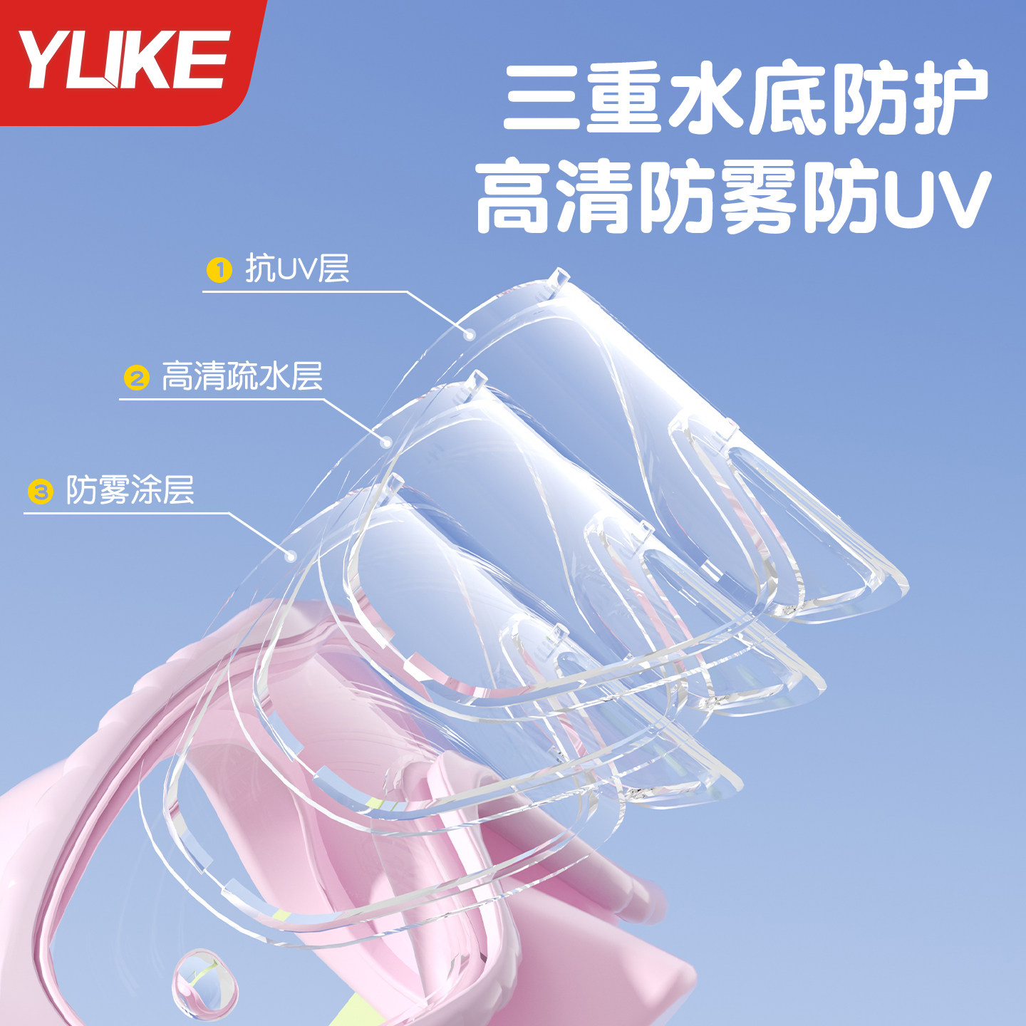 儿童泳镜高清防水防雾护鼻一体式游泳眼镜大框男女童潜水泳帽套装