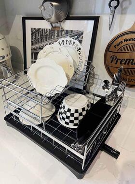 livingbank包豪斯厨房不锈钢沥水篮中古银色碗架水杯双层置物架