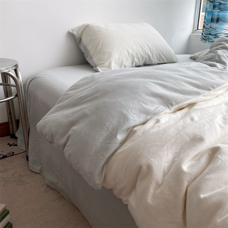 简简单单白色双拼全棉针织棉四件套 超软裸睡天竺棉被套床单床笠