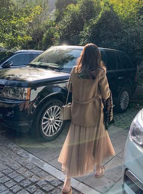 cchen陈陈_白色网纱裙半身裙女2025秋季新款女装显瘦高腰中长裙子