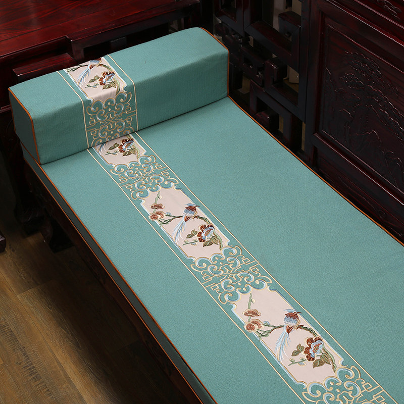 新中式红木沙发坐垫带靠背罗汉床五件套古典实木家具圈椅垫子定做