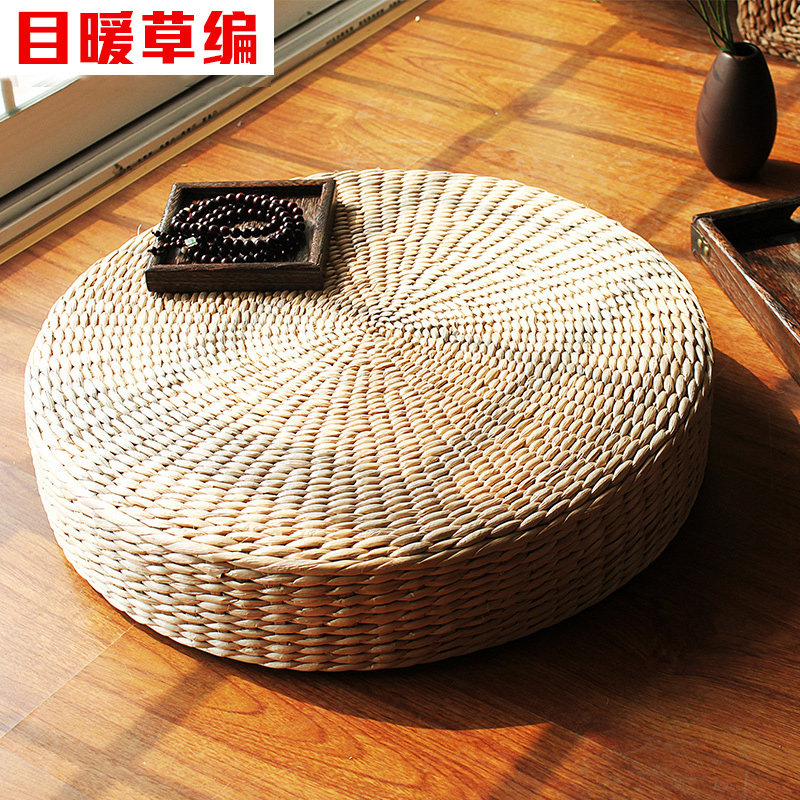目暖草编蒲团蒲墩榻榻米打坐禅修拜佛跪坐垫瑜伽修 手工蒲草坐垫